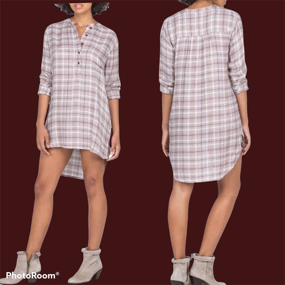 VOLCOM Tunic Mini Dress NWT plaid Henley